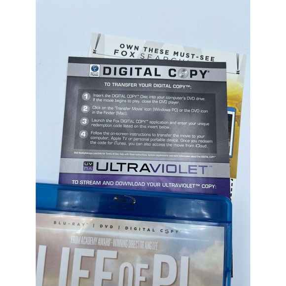 Life of Pi Blu-ray DVD Digital Copy 2013 2-Disc Set Like New Condition Oscar Win - Picture 5 of 5